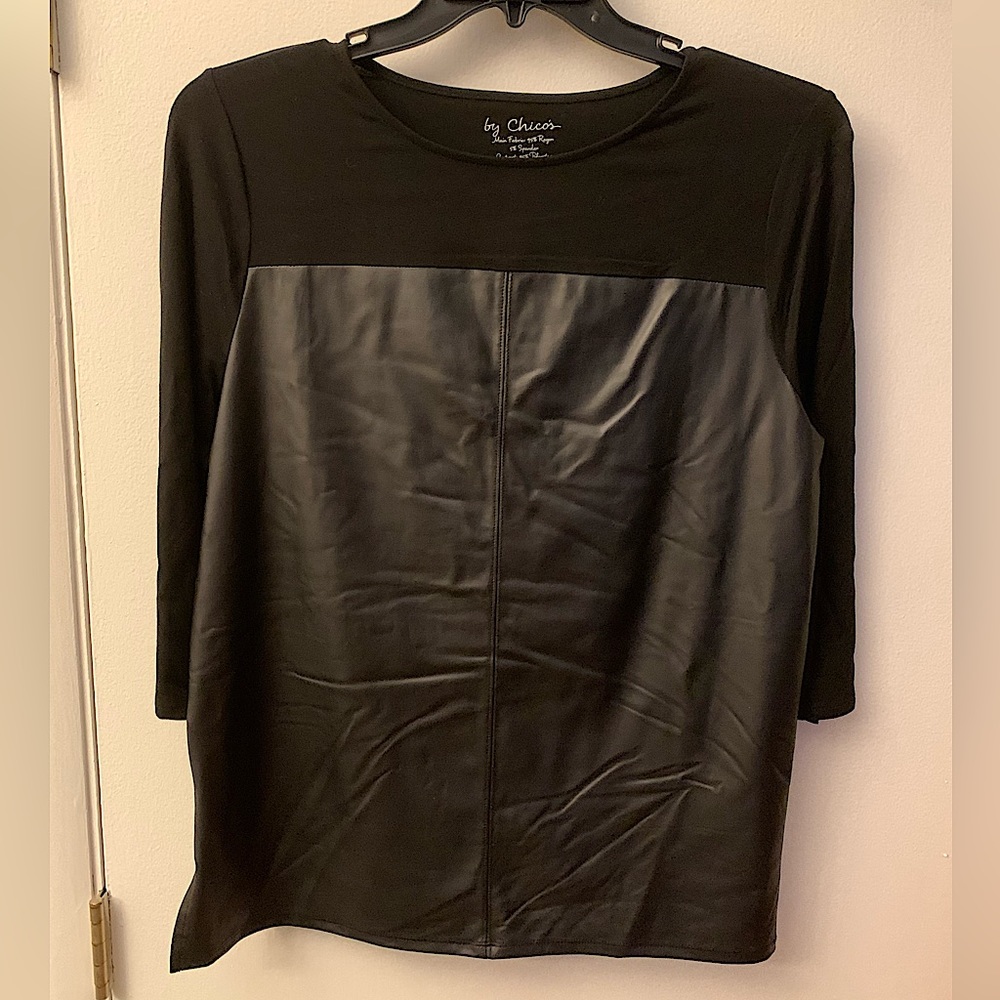 Black Top w faux leather sectioning